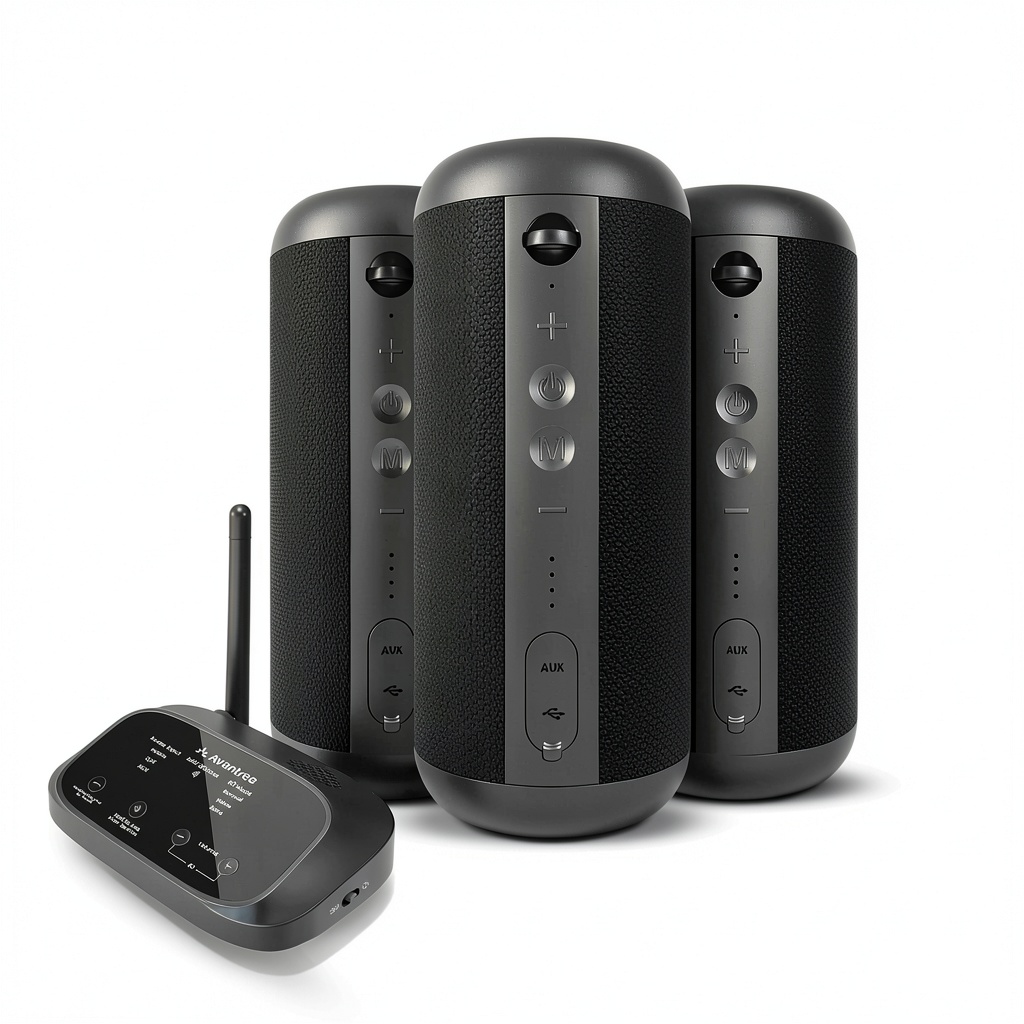 Avantree Harmony 2 multi-room speaker system setup in a living room