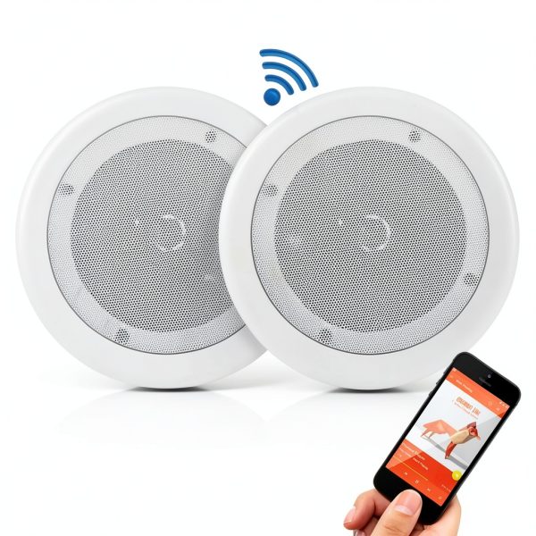 Pyle 8 Inch Bluetooth In Ceiling Wall Speaker Pair White-2