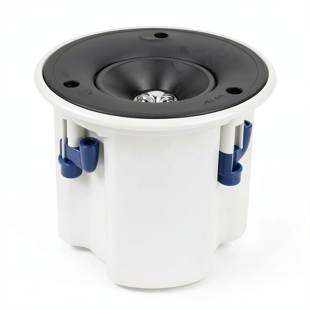 KEF Ci100.2QR in-ceiling speaker installed in a living room ceiling