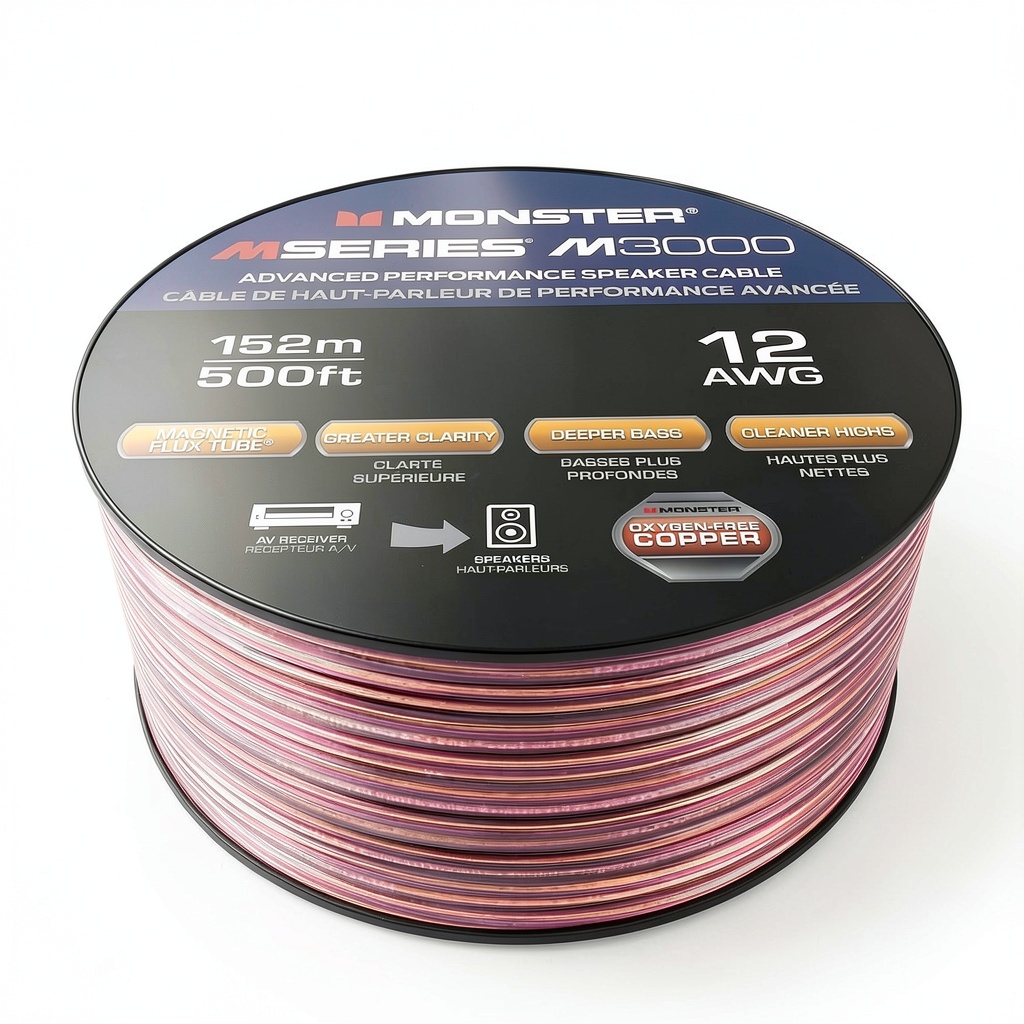 Monster Platinum speaker wire spool with polarity marks