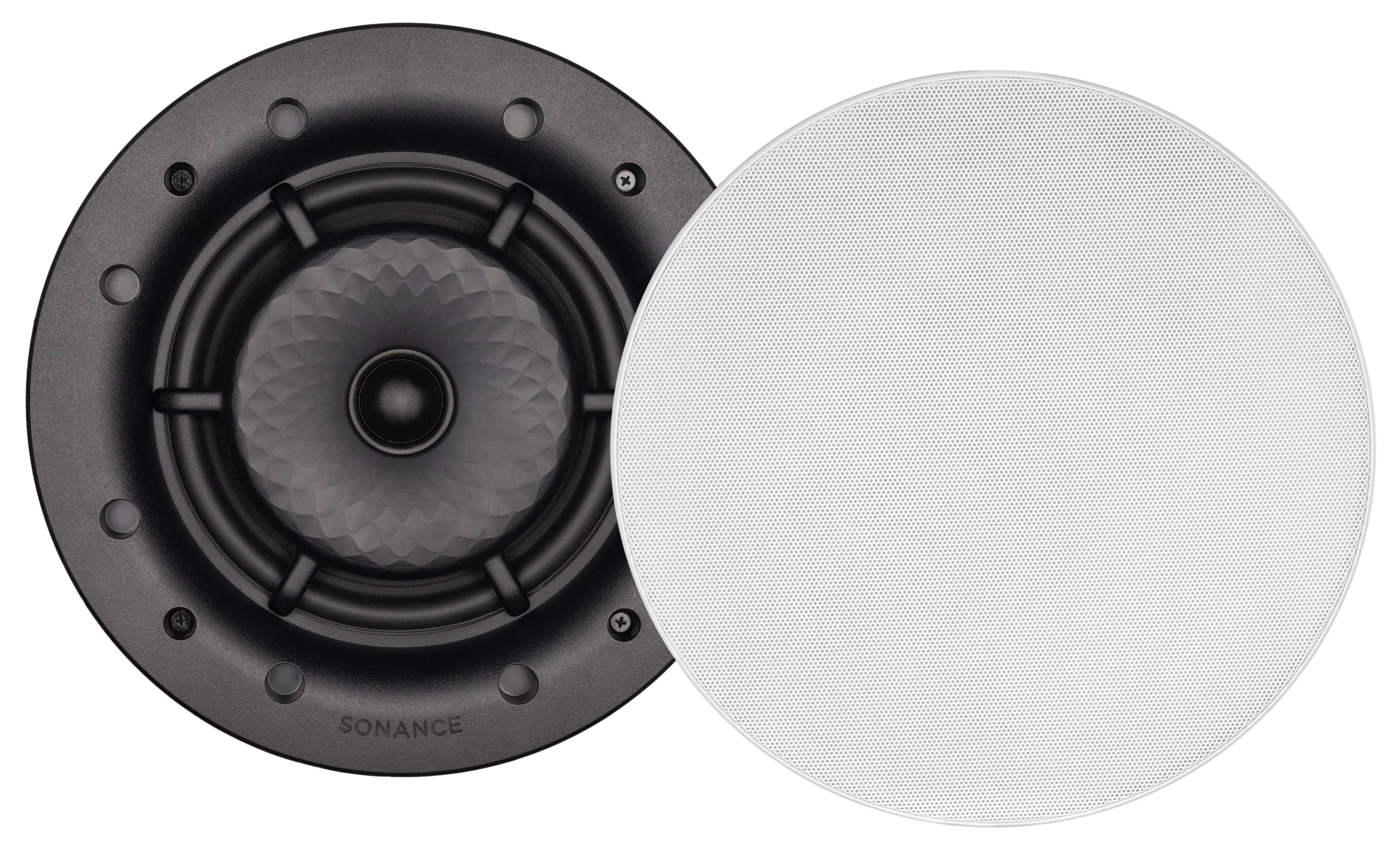 Sonance VXXT8R In Ceiling Speaker installation in modern home theater with precise cutout alignment
