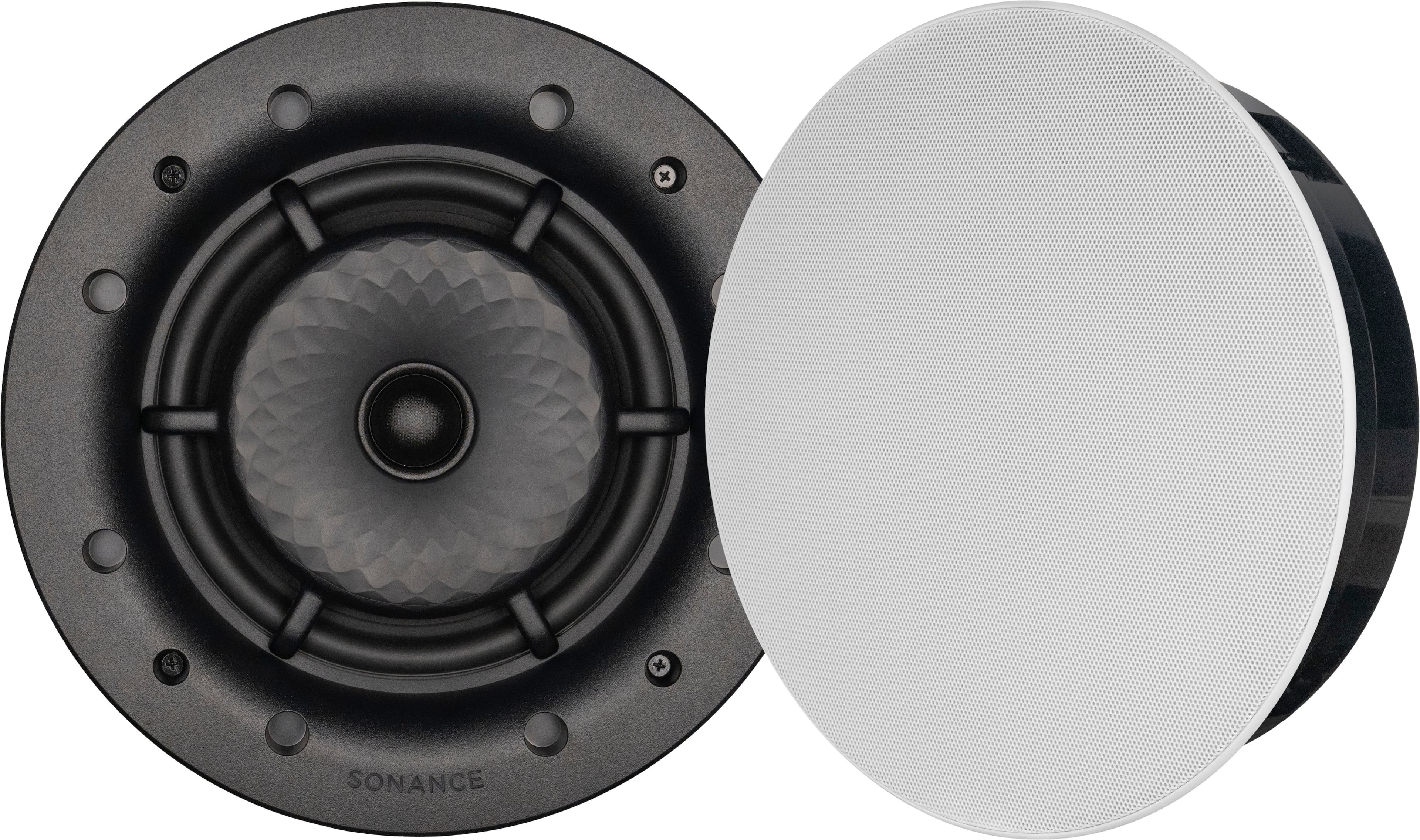 Installing Sonance VXXT8R In Ceiling Speakers 8 Inch 130W Paintable on a ceiling with a drywall saw and template