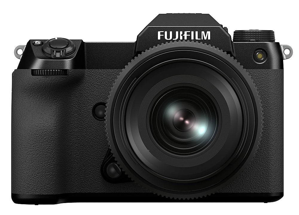 Fujifilm GFX50S II camera with Fujinon GF35-70mm lens in a studio setting