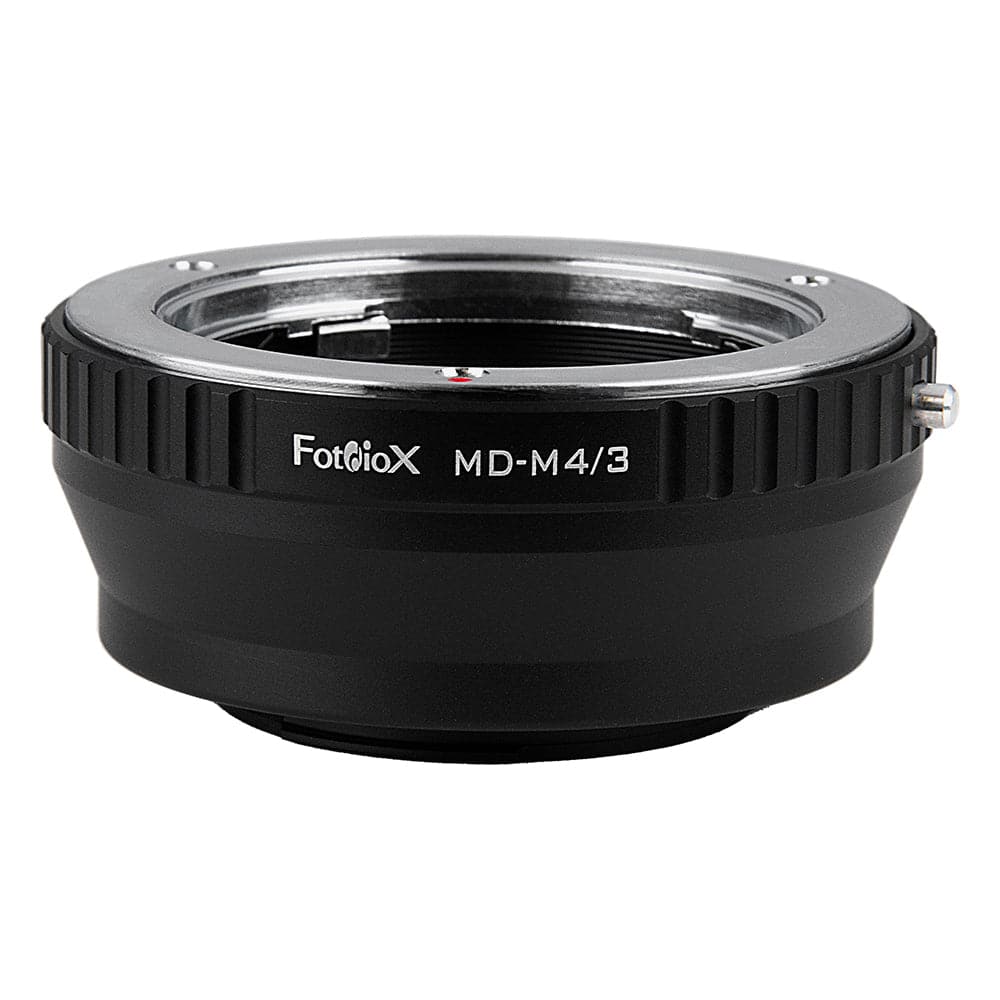 Fotodiox adapter connecting Minolta SR lens to Micro Four Thirds camera