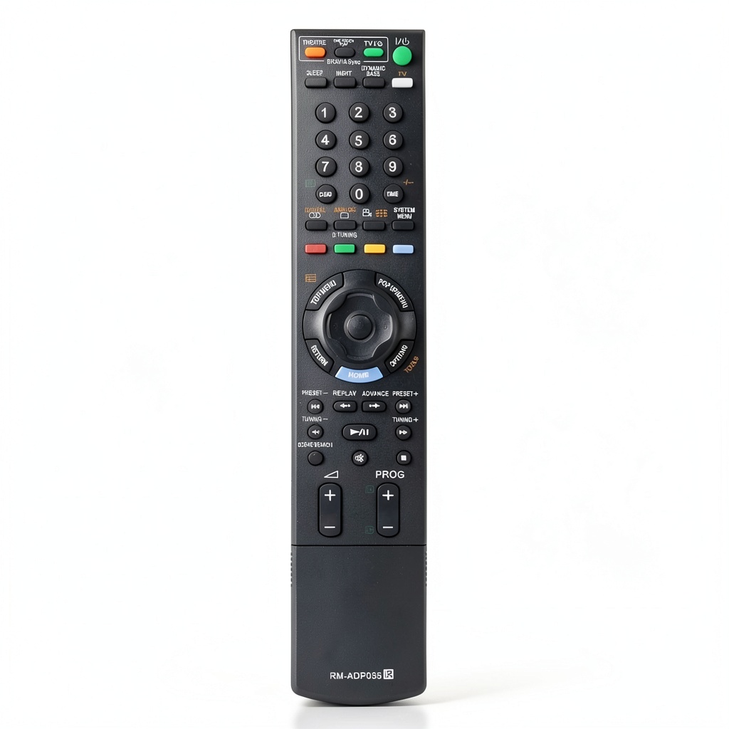 Sony remote control shown with compatible Blu-ray player