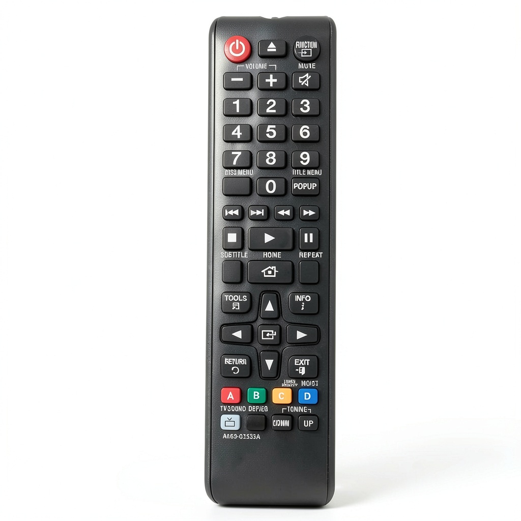 Installing Samsung Blu‑ray Remote AH59‑02533A Replacement Home Theater on a wooden desk